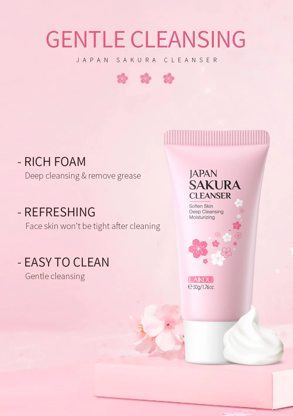 LAIKOU Foaming Face Cleanser - Deep Cleansing Wash