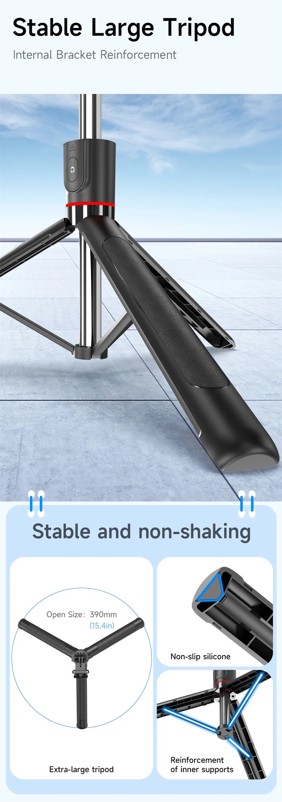 Premium Bluetooth Selfie Stick Tripod - 1.7m Extendable with Wireless Remote