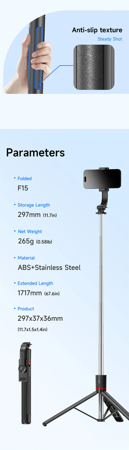 Premium Bluetooth Selfie Stick Tripod - 1.7m Extendable with Wireless Remote