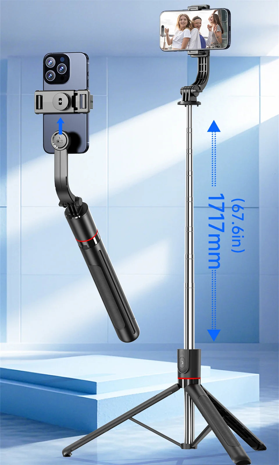 Premium Bluetooth Selfie Stick Tripod - 1.7m Extendable with Wireless Remote