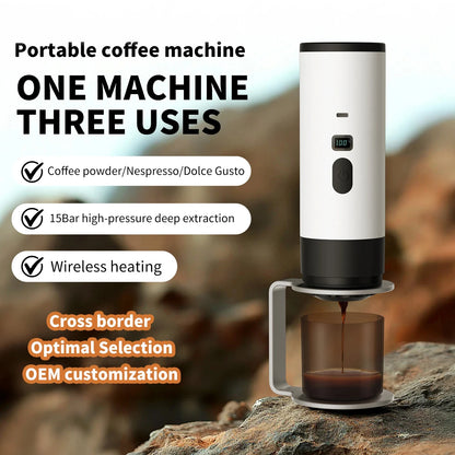 Wireless Capsule Coffee Machine - 15BAR Portable Espresso Maker