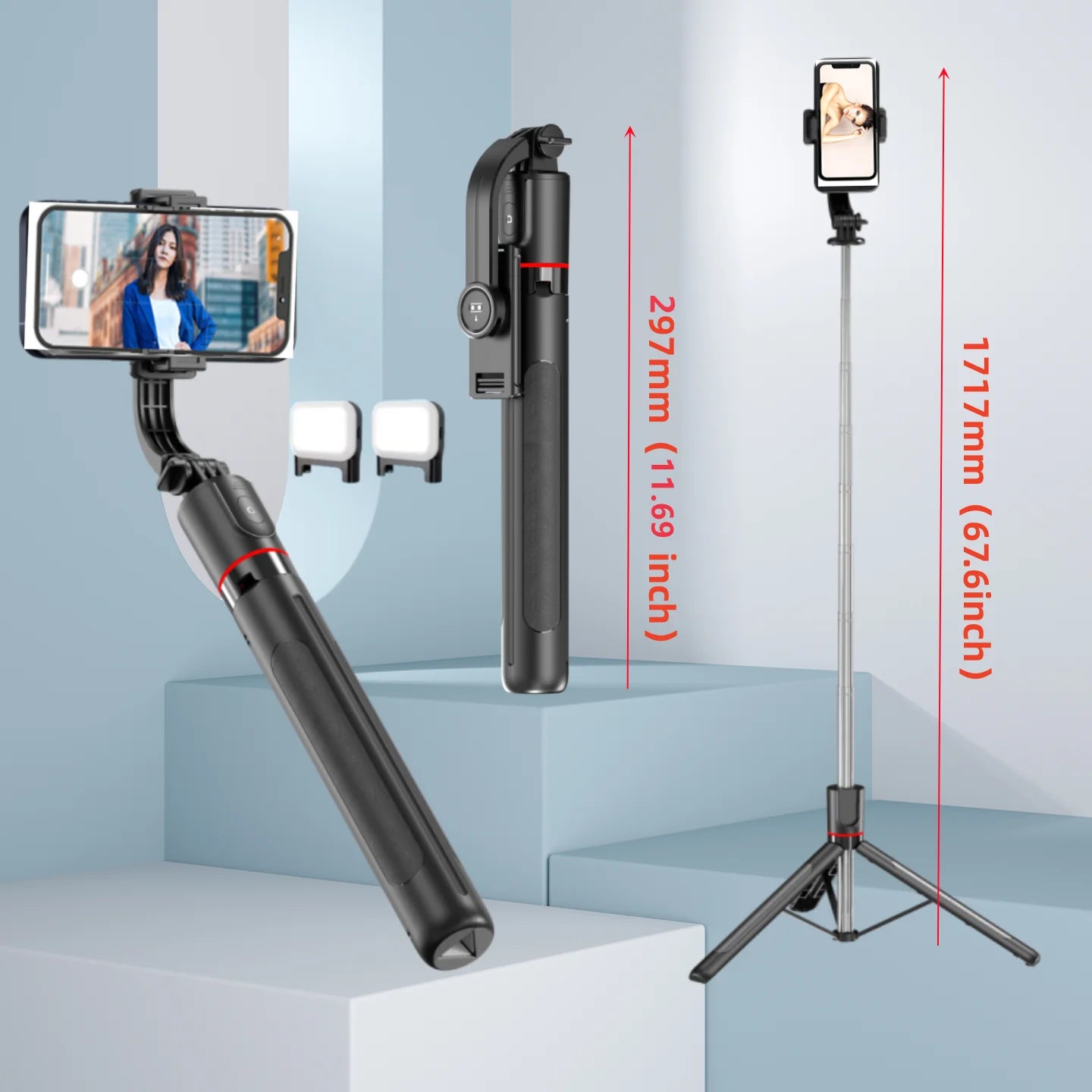 Premium Bluetooth Selfie Stick Tripod - 1.7m Extendable with Wireless Remote