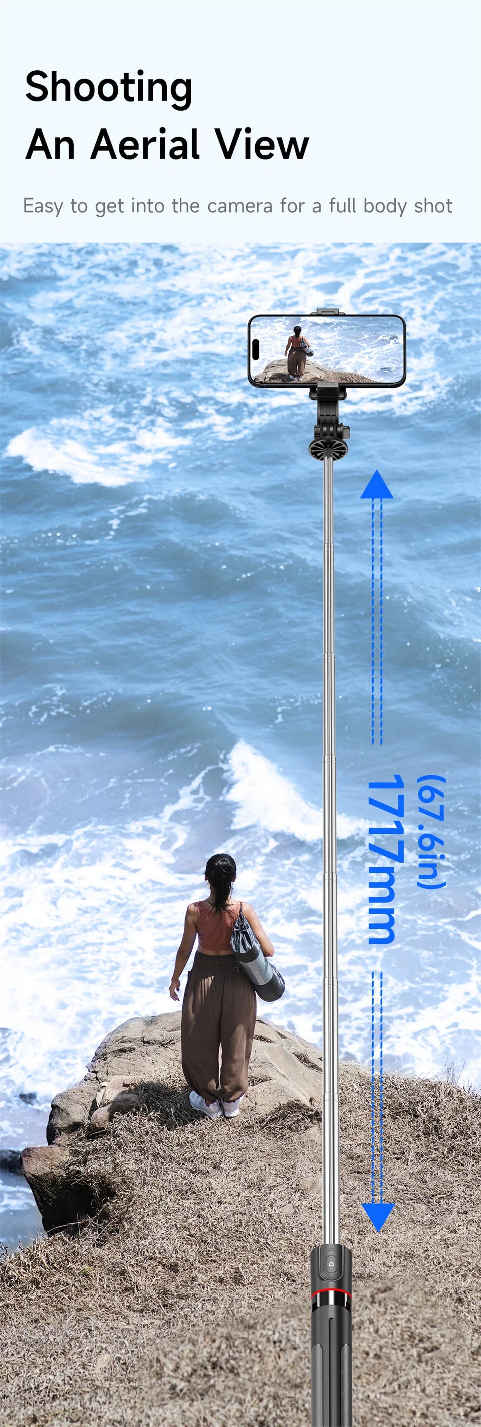 Premium Bluetooth Selfie Stick Tripod - 1.7m Extendable with Wireless Remote