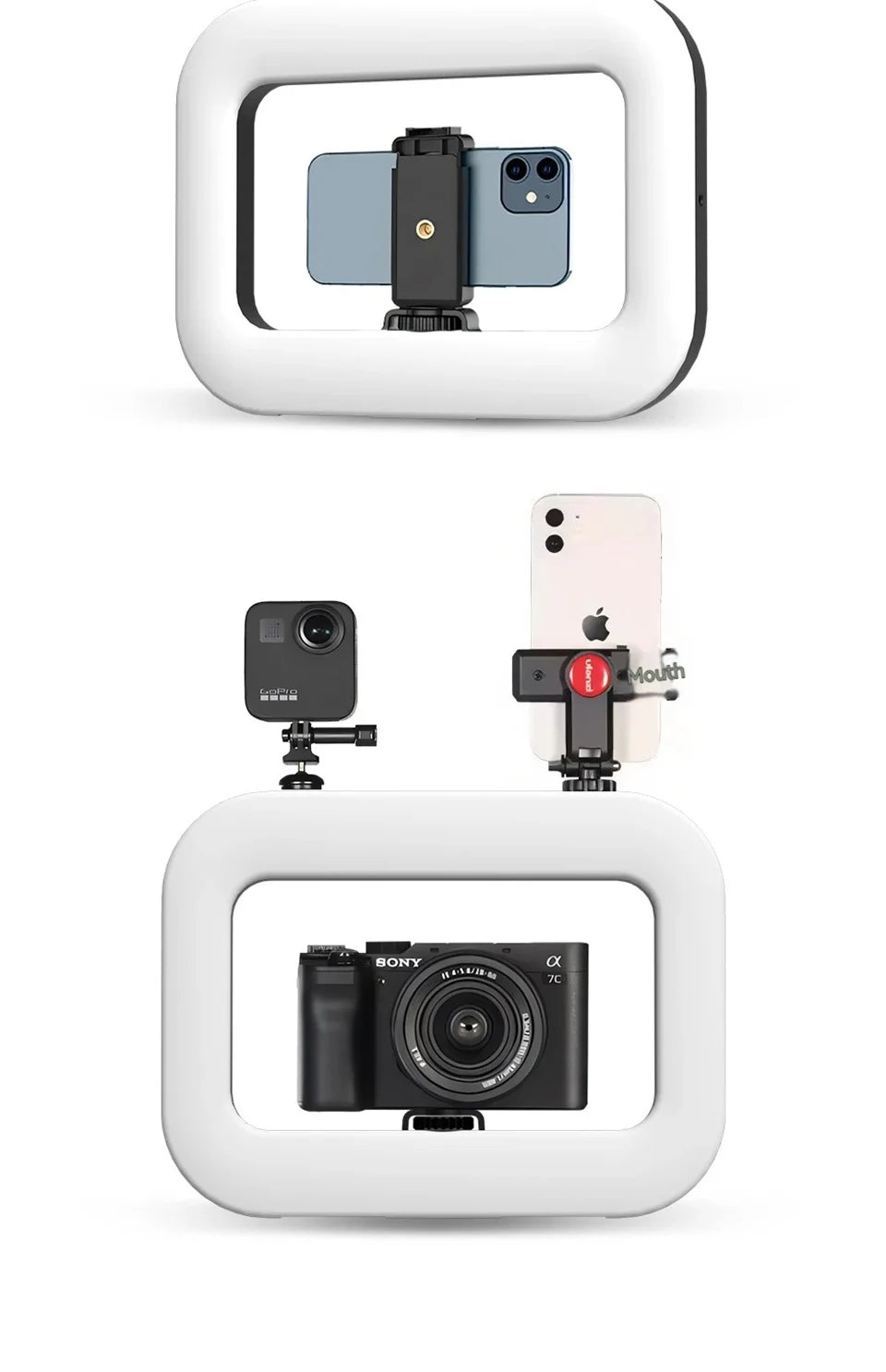 Professional Handheld Ring Light - 240 LED Rechargeable with Phone Holder