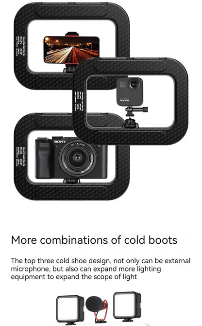 Professional Handheld Ring Light - 240 LED Rechargeable with Phone Holder