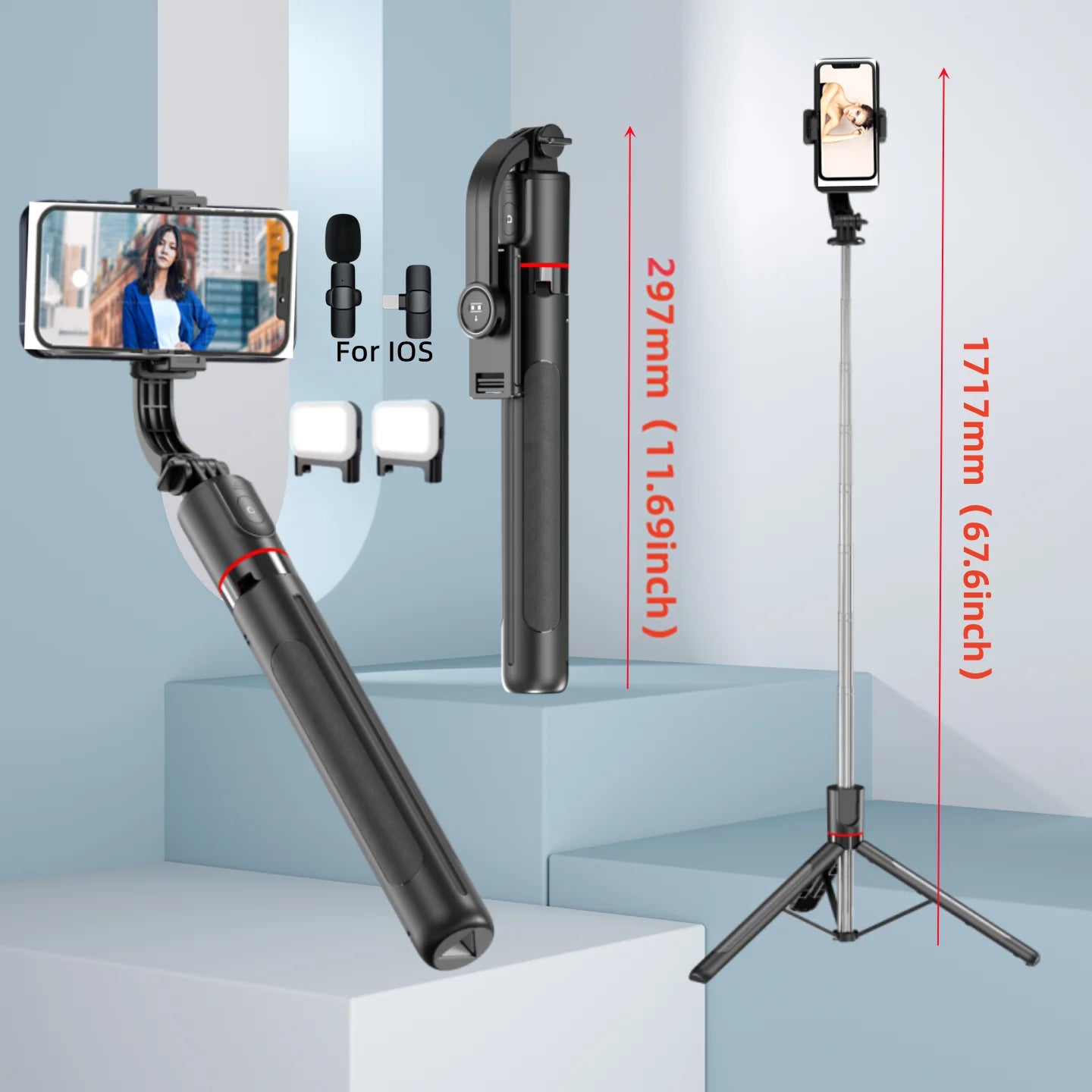 Premium Bluetooth Selfie Stick Tripod - 1.7m Extendable with Wireless Remote