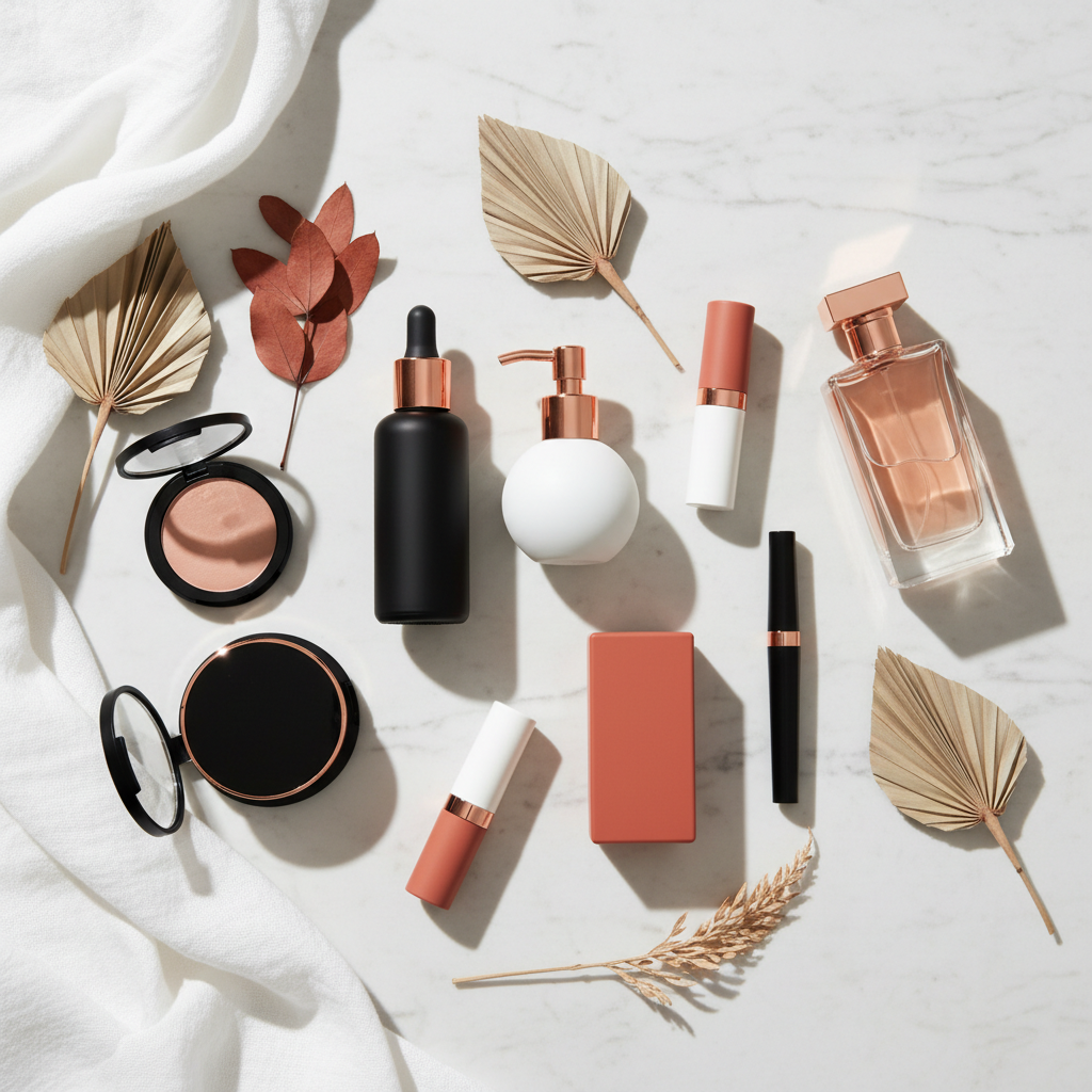 Beauty lifestyle flat lay